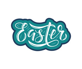 Easter lettering written by brush pen, vector