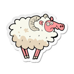 sticker of a cartoon dirty sheep