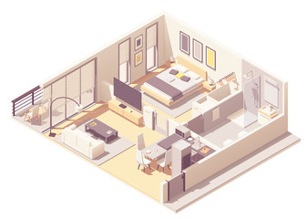 Vector isometric apartment hotel suite
