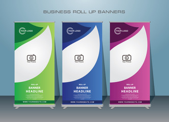 Modern Roll Up Banner Design.  Vertical Banner template design,for advertising