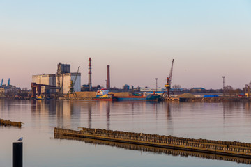 wiev of a port in Riga, latvia