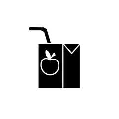 Apple juice carton box silhouette icon. Clipart image isolated on white background