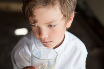 Portrait of pensive, serious boy