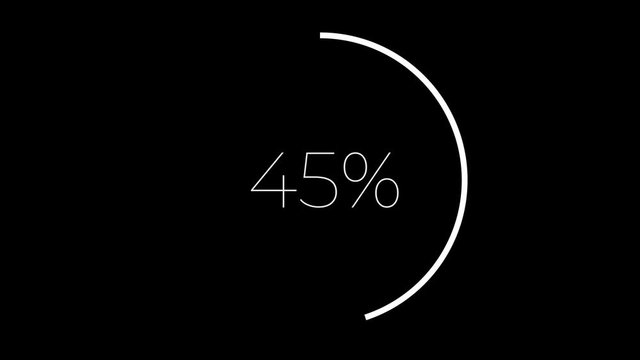 White digital loading transfer futuristic ring bar with percentage and on Alpha Channel. Information, downloading process, looping HUD element animation, opener, title