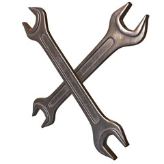 Wrench. Spanner repair tool. Mechanic or engineer instruments. Support service 3d render illustration isolated on white background.