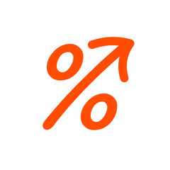 Percen rising icon. Clipart image isolated on white background