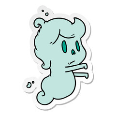 sticker cartoon of a kawaii cute ghost