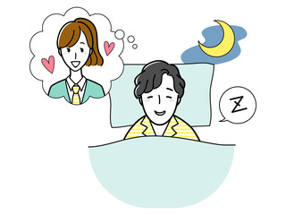 好きな子の夢をみてにやけながら寝る男の子