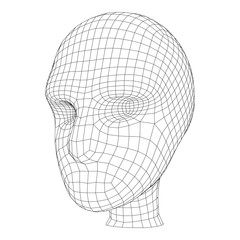 Human head medical scan. Model wireframe low poly mesh vector illustration