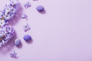 Easter eggs with spring flowers