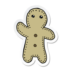 sticker of a cartoon gingerbread man