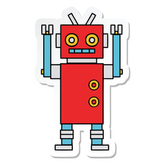 sticker of a cute cartoon dancing robot