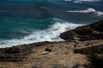 Waves at the coast, island Mallorca Spain