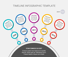 Vector timeline infographic template company milestones circle version