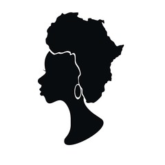 african woman with map on her hair vector illustartion
