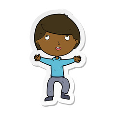 sticker of a cartoon happy boy