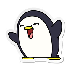 sticker cartoon kawaii of a cute penguin