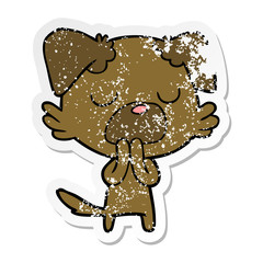 distressed sticker of a cartoon dog