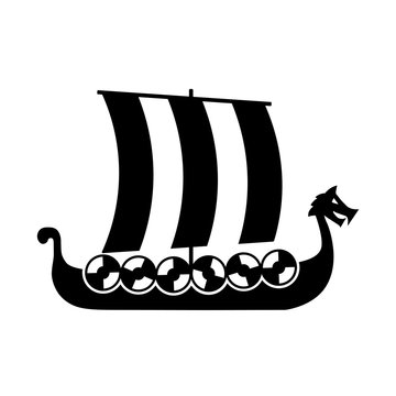 Viking ship silhouette icon. Clipart image isolated on white background