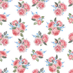 Watercolor rose floral pattern
