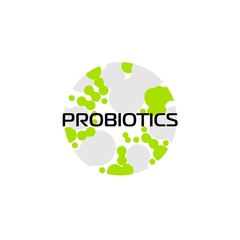 Probiotics logo. Bacteria logo. Concept of healthy nutrition ingredient for therapeutic purposes. Simple flat style trend modern logotype graphic design isolated