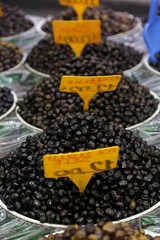 Traditional spices and dry fruits in local bazaar in turkey