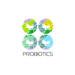 Probiotics logo. Bacteria logo. Concept of healthy nutrition ingredient for therapeutic purposes. Simple flat style trend modern logotype graphic design isolated