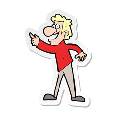 sticker of a cartoon man pointing and laughing