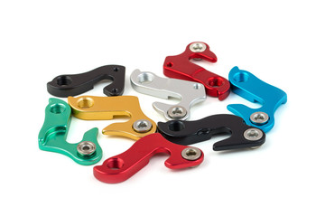 Hangers for derailleur bike on white background