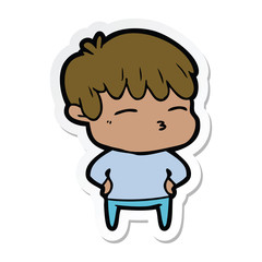 sticker of a cartoon curious boy