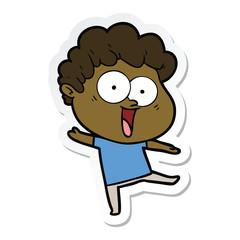 sticker of a cartoon happy man