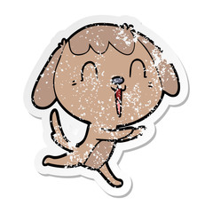 distressed sticker of a cute cartoon dog