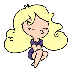 cartoon of cute kawaii girl