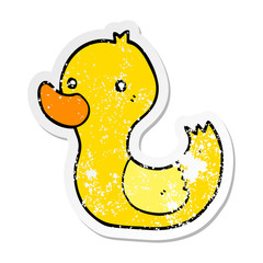 distressed sticker of a cartoon duck