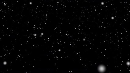 Large and small snow snowflakes winter holiday christmas against black background for overlay vdo design