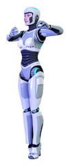 3D Rendering Female Robot on White