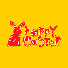 Fototapeta premium Happy Easter stylized ornate lettering, typography