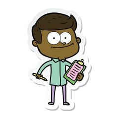 sticker of a cartoon happy salesman