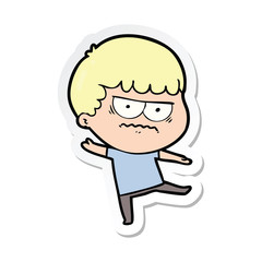 sticker of a cartoon annoyed man