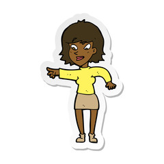 sticker of a cartoon woman pointing