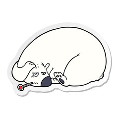 distressed sticker of a ill polar bear cartoon