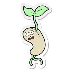 sticker of a cartoon sprouting seed