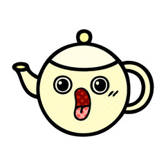 comic book style cartoon tea pot
