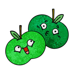 retro grunge texture cartoon apples