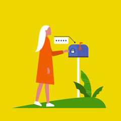 Access to mailbox. Locked postbox. Enter the password. Pop up window. New technologies. Flat editable vector illustration, clip art