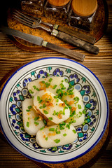 Potato dumplings stuffed with minced meat