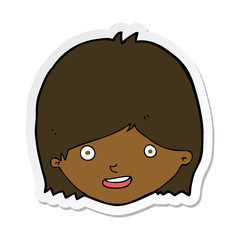 sticker of a cartoon happy female face