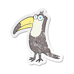 retro distressed sticker of a cartoon toucan