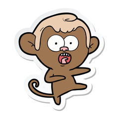 sticker of a cartoon shocked monkey