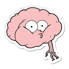 sticker of a cartoon impressed brain